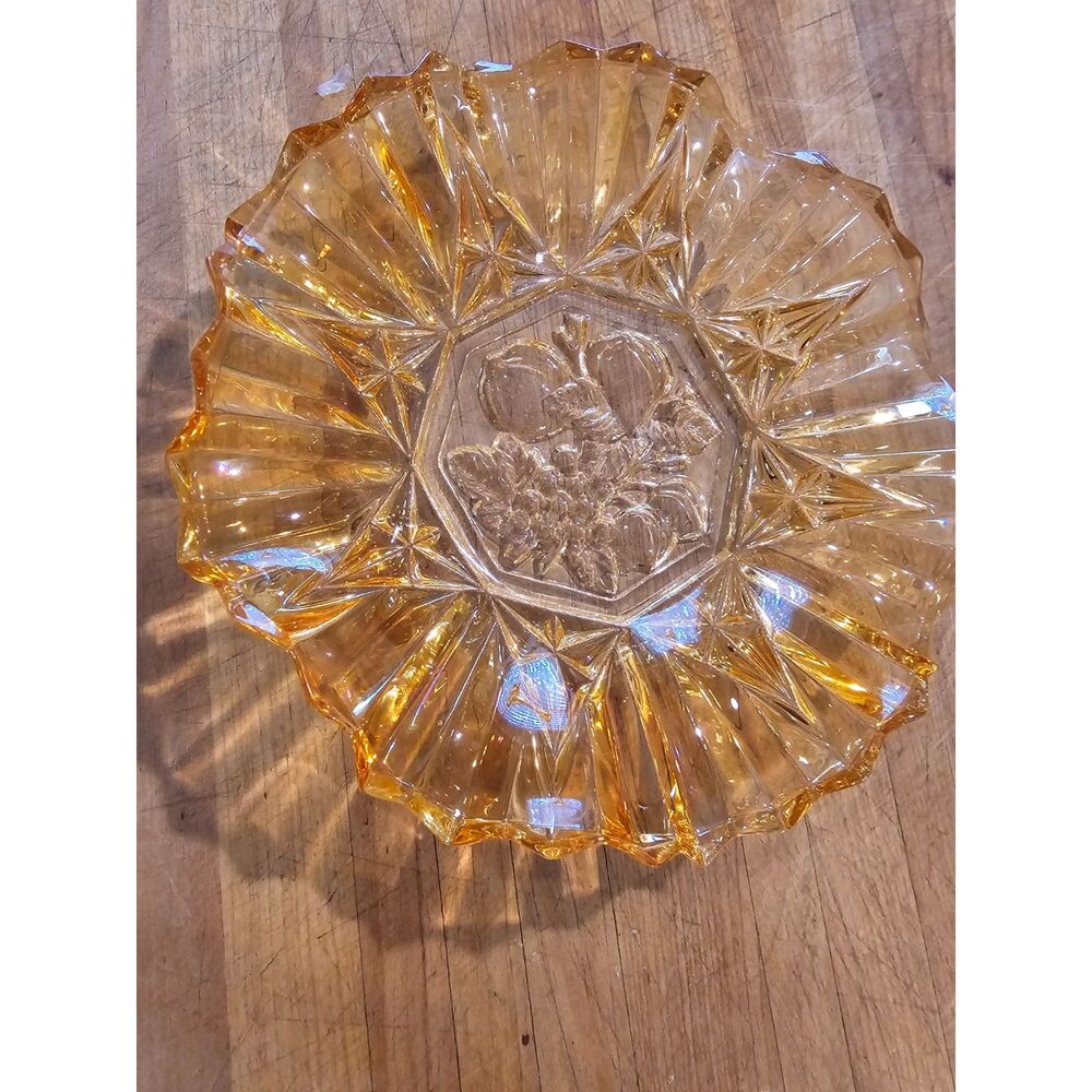 Federal Depression Glass Marigold Pioneer Candy/Trinket Bowl 7 1/4" Fruit Ruffle